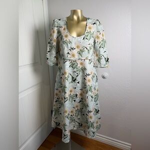 Tuckernuck Madison des Fleurs Dress Floral Linen Long Sleeve Maxi S